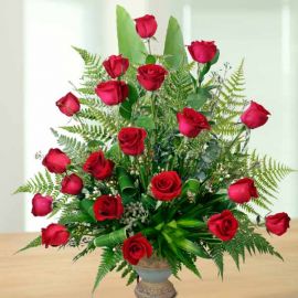 20 Red Roses Arrangement in ceramic Vase