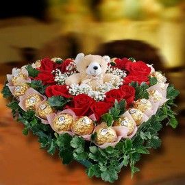 Deepavali Beary Rocher Roses Table Arrangement 