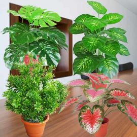4 Assorted Small Artificial Plants 18" Height