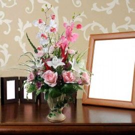 Artificial Orchids, Lilies & Roses table Arrangement