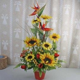 Artificial Sun Flowers Arrangement Delivery. ( Vase might not be