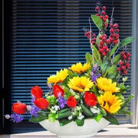 Artificial  SunFlowers & Tulips Table Arrangement Delivery