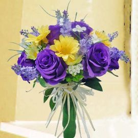 Purple Artificial Roses Handbouquet