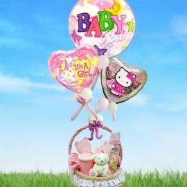 Balloon Suprise (Girl) New Born Gift Basket