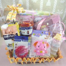 Carefree Joy (Pink) Newborn Gift Basket 