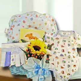 Baby Boy & Sunflower Gift Basket Hamper