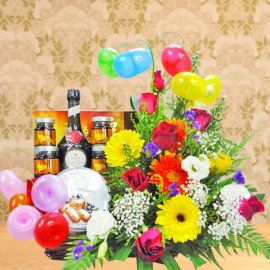 Baby Gift Set With Flowers Arrangement BB079