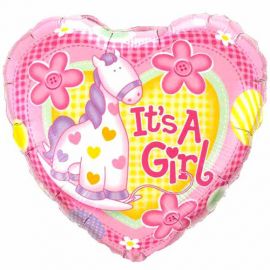 Add On Horsie "It's A Girl!"  Helium Balloon (Heart-Shaped)