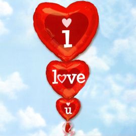 Add-On 90cm Height Helium Filled Heart Shape (I Love You) Foil Floating Ball