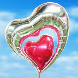 Add-on Helium 30 inches Elegant Double Heart-Shape Balloon