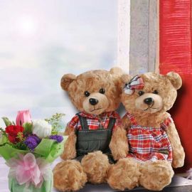 Roses & 30cm Couple Bear