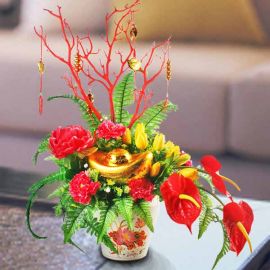 Artificial Ingot Chinese New Year Flowers Arrangement 