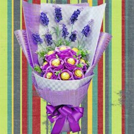 10 Rocher in Purple Artificial Roses Delivery