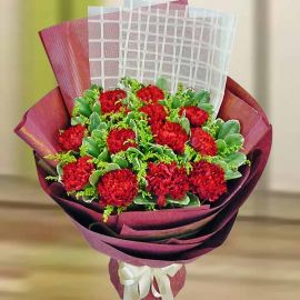 12 Red Carnation Special Wrapping Hand Bouquet