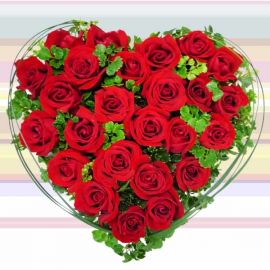 25 Red Roses Arrangement in Heart-Shape