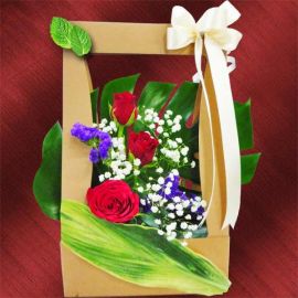 3 Red Roses Arrangement in Hand Carry Style