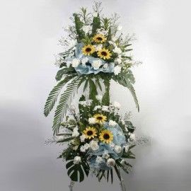 Artificial sunflowers & White Roses Arrangement Abt 5 feet Heigh