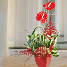Hydrangeas & Anthurium Flowers Arrangement