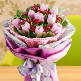 10 Pink Tulip Hand Bouquet