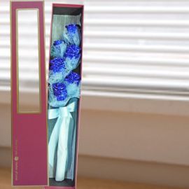 6 Shining Blue Roses Gift Box